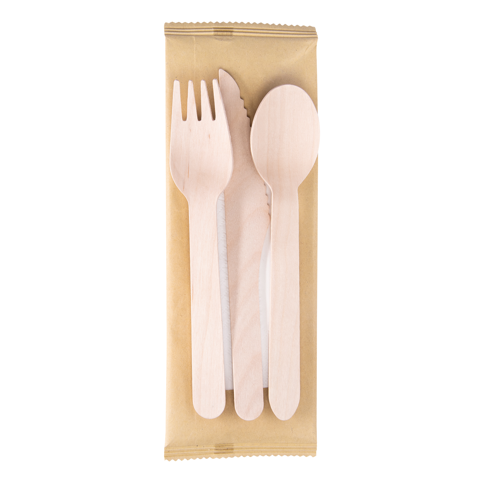 Posate monouso in legno signor bio 16 cm con tovagliolo certificato ce 8055715781043