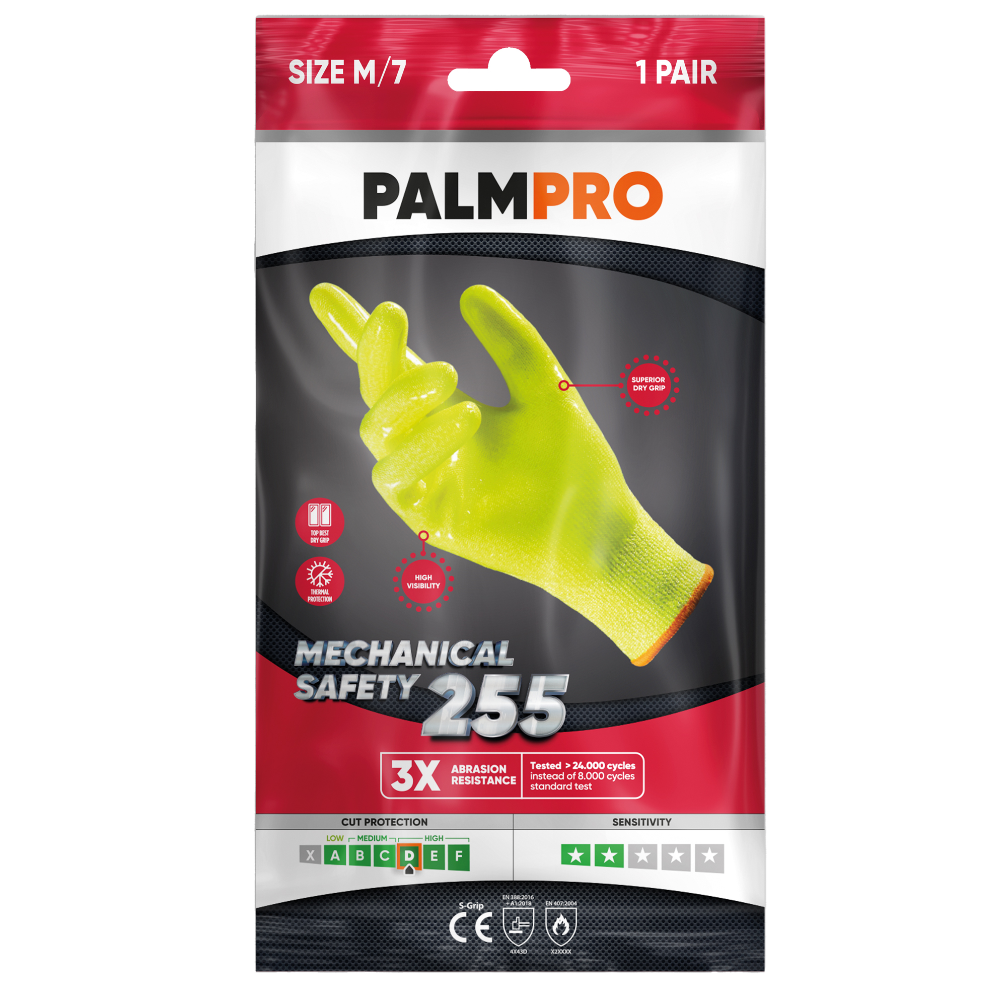 Guanti da lavoro palmpro 255 giallo fluo taglia l protezione taglio 8005830031240
