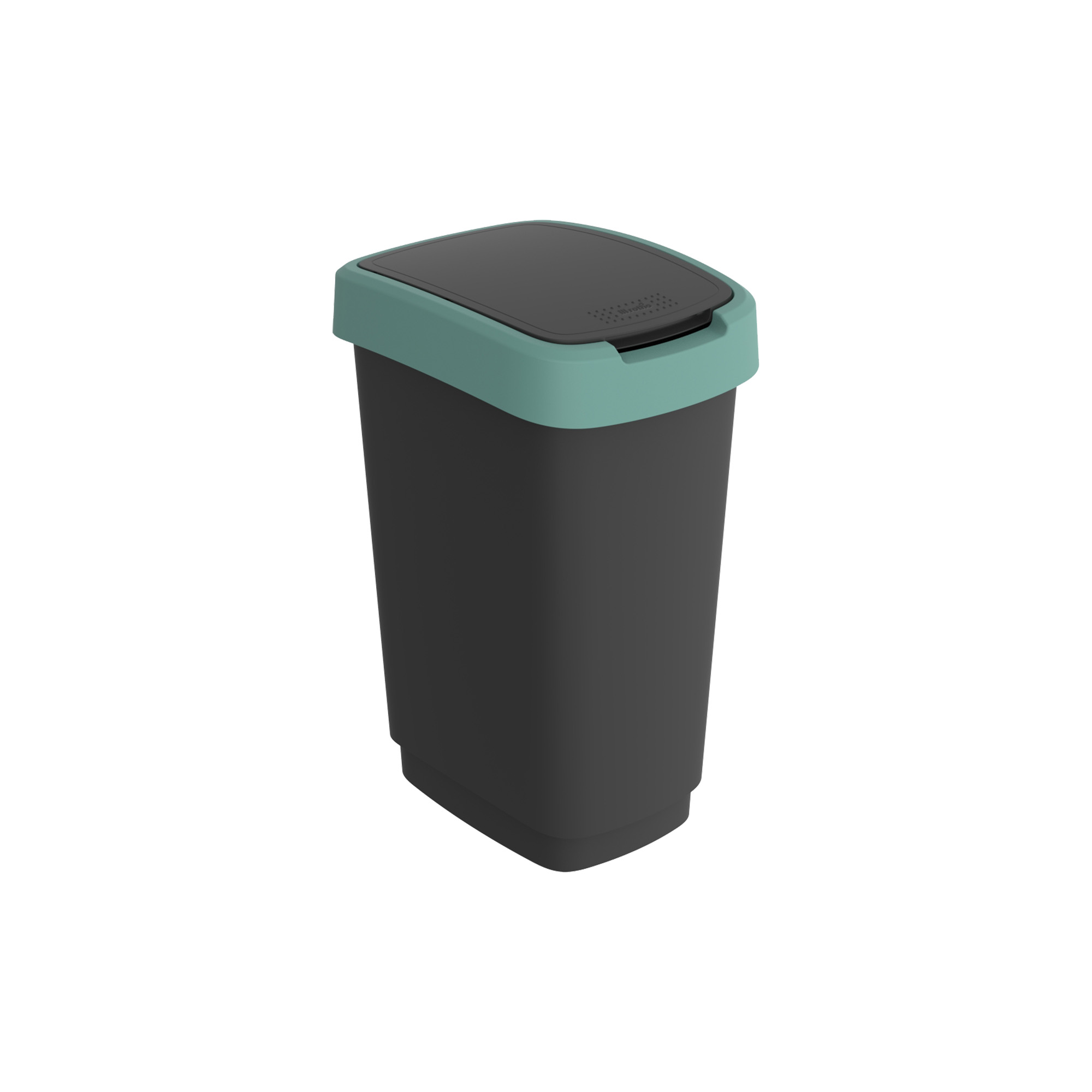 Pattumiera rotho 25l con coperchio basculante in ppl nero-verde 7610859246677