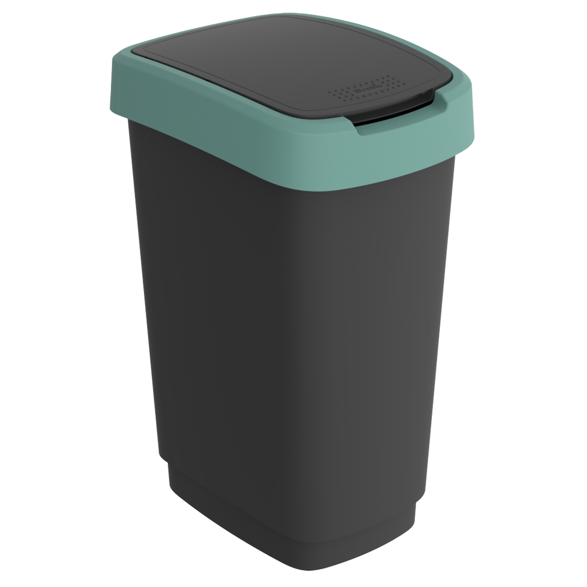 Pattumiera rotho 50 litri con coperchio basculante in nero verde scuro 7610859246707