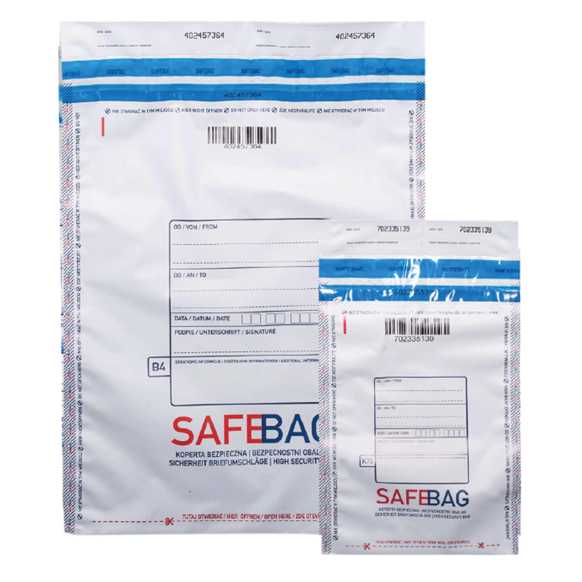 Sacchetti di sicurezza Safe Bag - per corrieri - B4 - 25,6 x 37 + 4 cm - bianco - Bong Packaging - conf. 100 pezzi