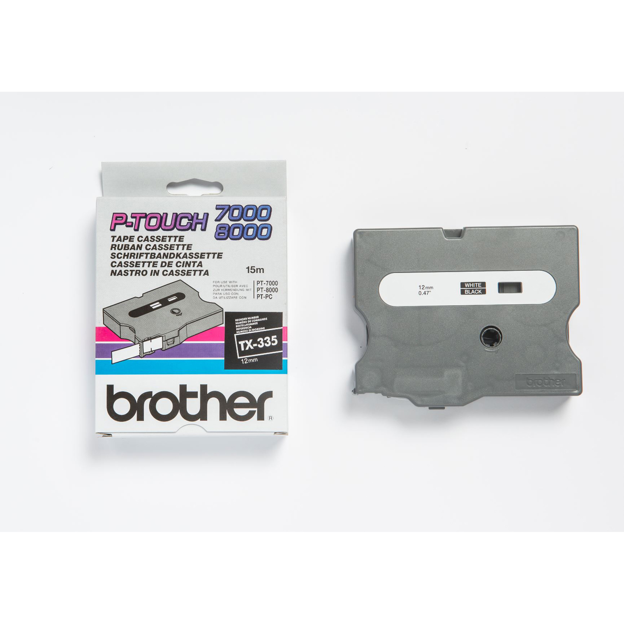 Brother - Nastro -  Nero/Bianco - TX251 - 24mm x7,7mt