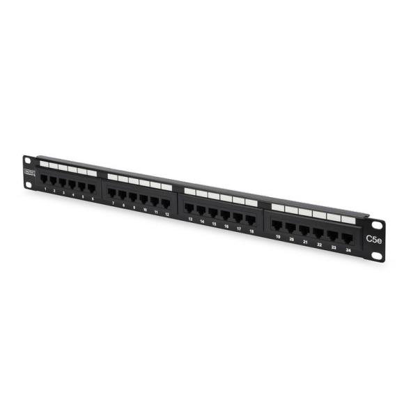 Connessione di rete Digitus by Assmann, pannello di connessioni a 1U con 24 porte RJ45 cat.5e in grigio. 4016032241461 | initpc.it