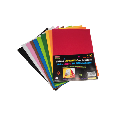Eva foam mm.2 autoadesiva A4 fg.10 colori assortiti