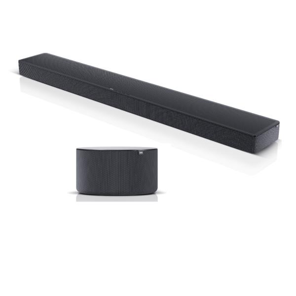 Sounbar Loewe 5 MR + Subwoofer 5: alta definizione audio, sonorità ricca e profonda, compatibilità con dispositivi multimediali, design elegante e tecnologia avanzata di Loewe. 4011880170833 | initpc.it