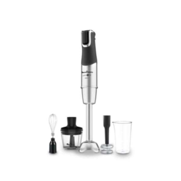 Mixer ad immersione Moulinex Inoz con potenza di 1200W per cucinare e lavorare le preparazioni in pochi secondi. 3016661157622 | initpc.it