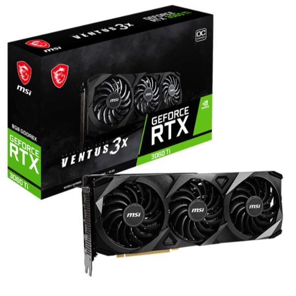 GPU NVIDIA GeForce RTX 3060 TI VENTUS 3X, modello occluso da MSI con memoria GDDR6 da 8GB, potente e performante scheda video per gaming e rendering 3D. 4711377030182 | initpc.it
