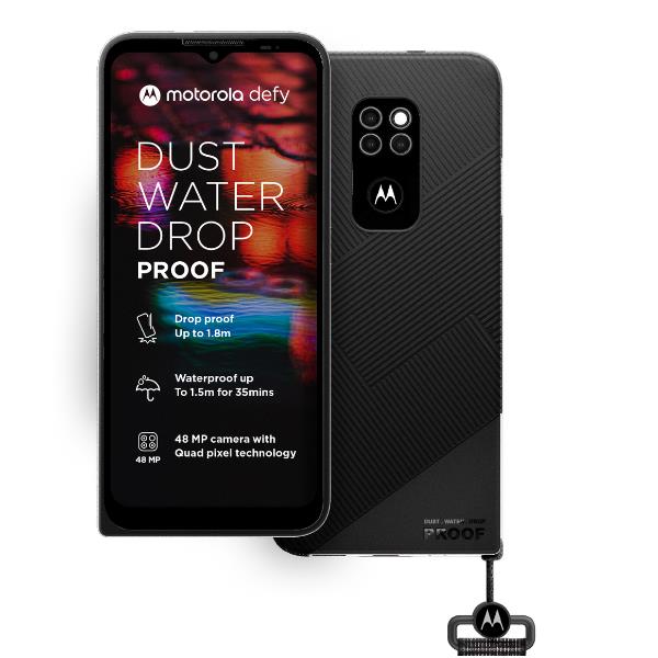 Immagine del dispositivo mobile Motorola MOTO DEFY con design resistente e compatto, dotato di schermo touchscreen e connettività Wi-Fi. 5060472352590 | initpc.it