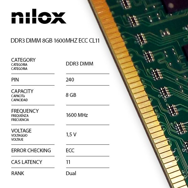 RAM DDR3 DIMM 8GB 1600MHZ ECC CL11
