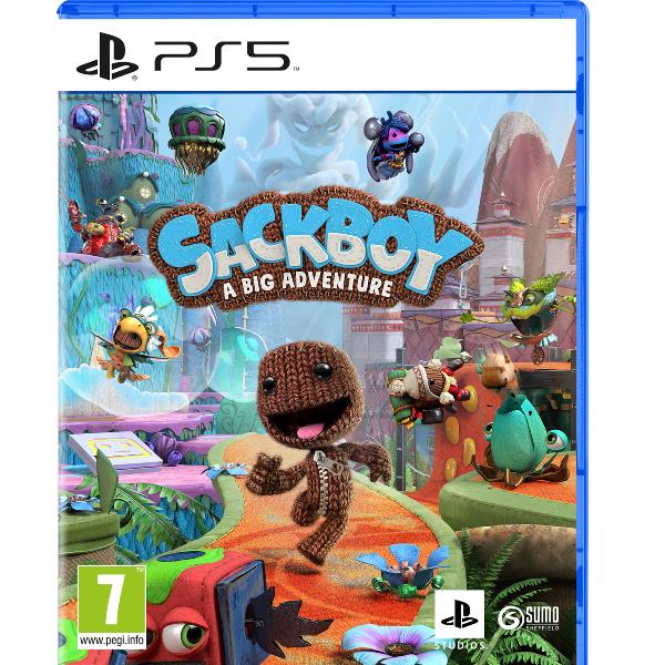 Immagine del controller dualsense per la console PlayStation 5, con la copertura di un gioco chiamato Sackboy A Big Adventure! 0711719825425 | initpc.it
