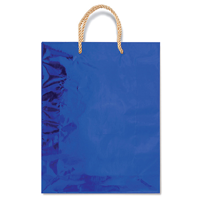 Shopper tinta unita metal cm.12x37x9 blu