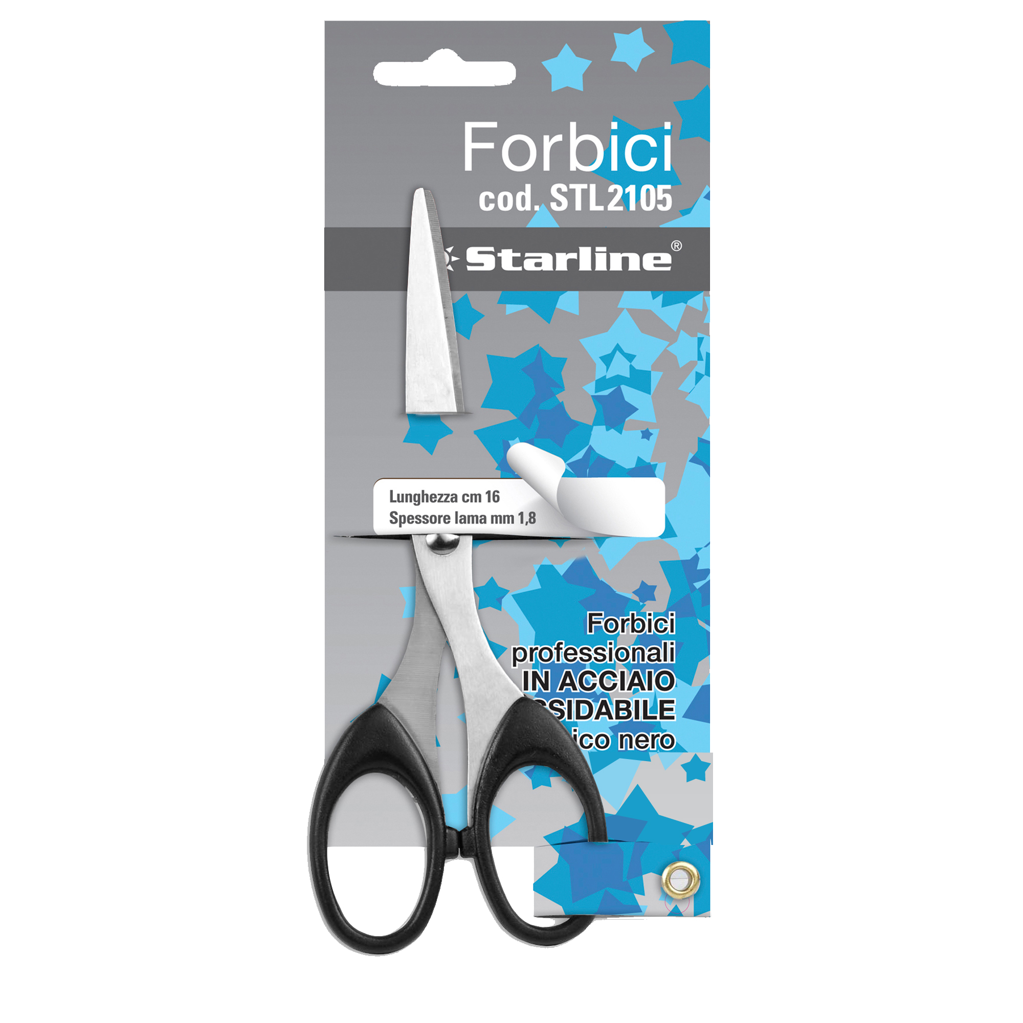 Forbici starline professionali in acciaio 16cm nero abs 8025133025432