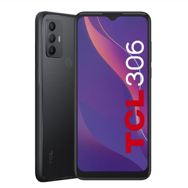 Cellulare TCL 306 in colore grigio con memoria interna di 3 GB e spazio di archiviazione esterno di 32 GB. 4894461919317 | initpc.it