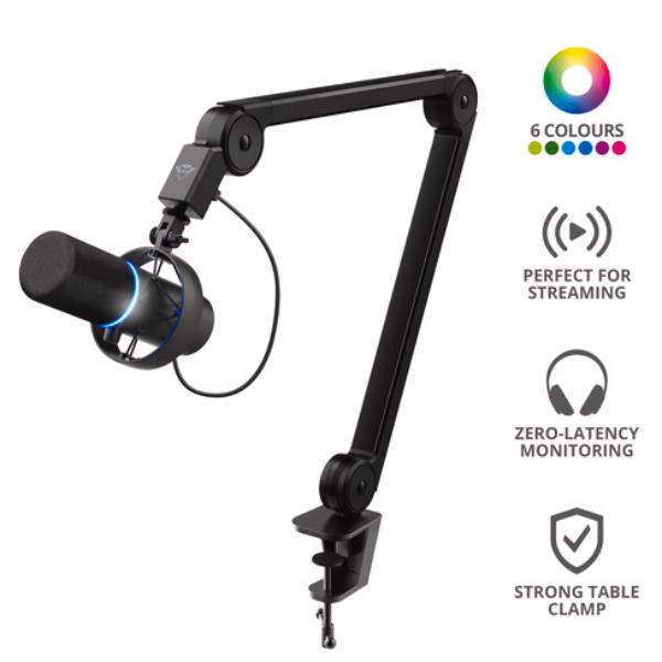 Microfono professionale per PC GXT 255+, completato da un braccio regolabile in altezza e inclinazione, dotato di jack con scartamento. 8713439243543 | initpc.it