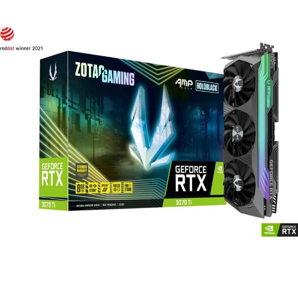 Prodotto Zotac, scheda grafica NVIDIA GeForce RTX 3070 Ti in versione AMP Holo con 8 GB di memoria VRAM. 4895173623356 | initpc.it
