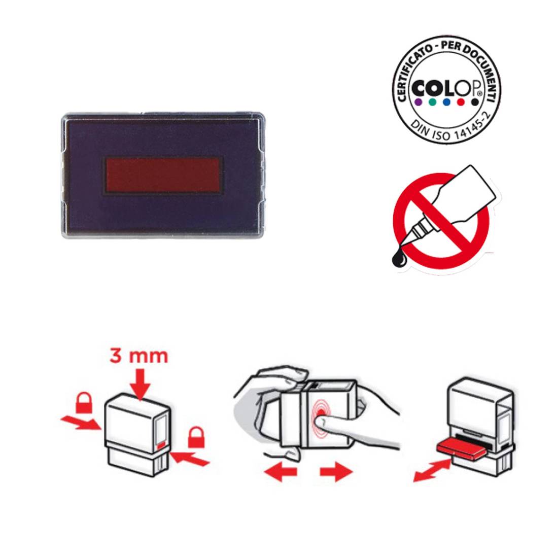 Tamponcino ricambio Colop E/R 45 dater/2 col. rosso-blu