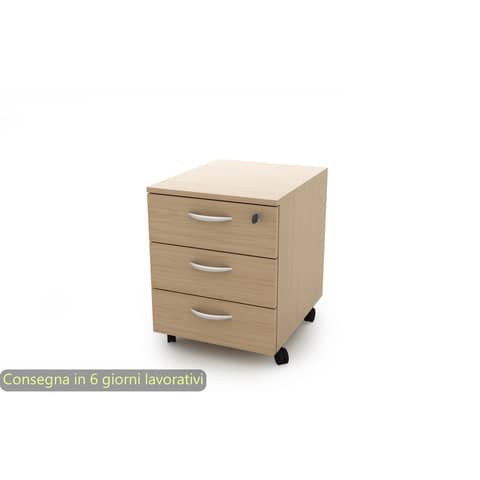 Cassettiera da scrivania in rovere con 3 cassetti su ruote eanartexpo007