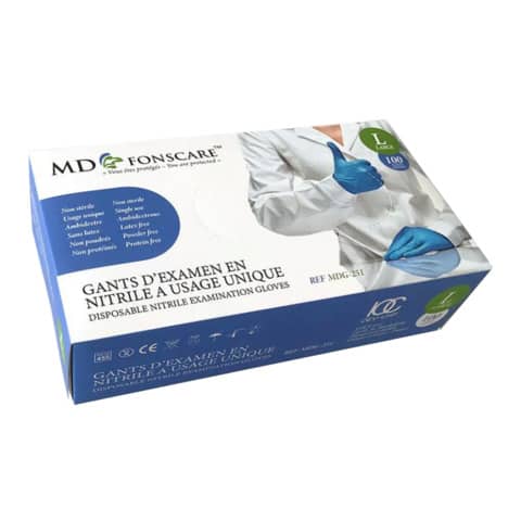 Guanti monouso in nitrile senza polvere e senza lattice blu - taglia M - conf. 100 pz - MDG-251-M
