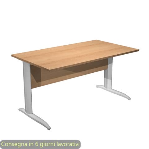 Scrivania ufficio faggio e metallo grigio a l 140x80cm eanartexpo047