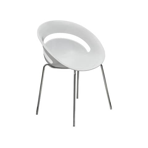 Sedie ufficio chloé in pp riciclato e acciaio cromato bianco cov0f1200pp02