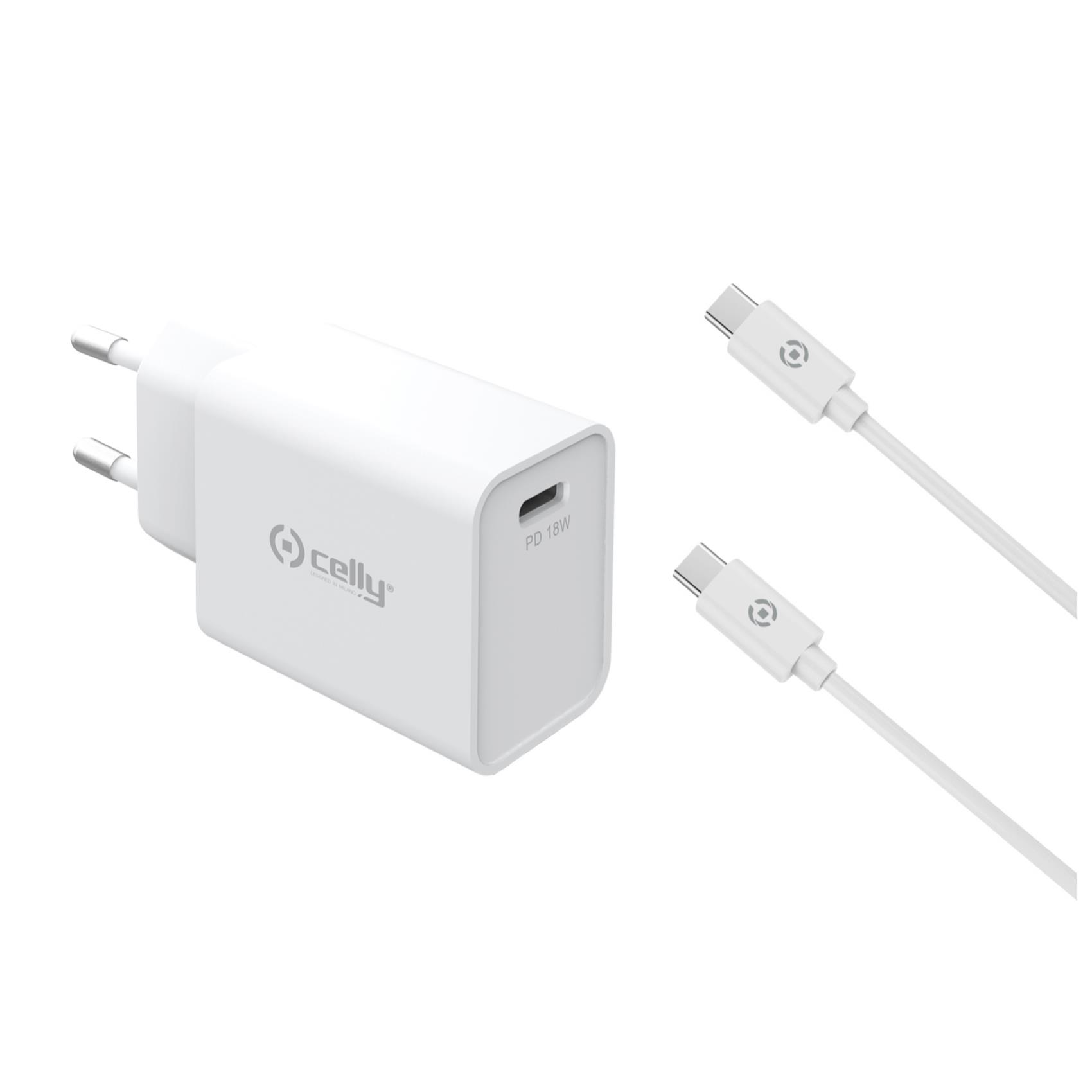 WALL CHARG USB-C 18W+USB-C CABLE WH