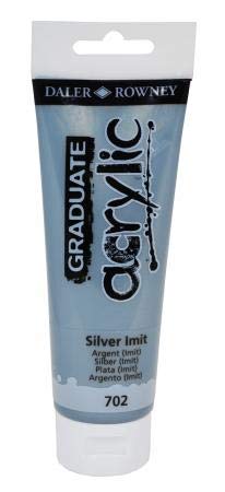 Colore acrilico fine Graduate da 120 ml in argento imitazione, marchio Daler Rowney. 5011386020662 | initpc.it