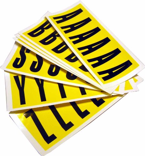 Lettere adesive da A a Z - 90 x 38 mm - 6 et/fg - 26 fogli - nero/giallo - Beaverswood - conf. 156 etichette