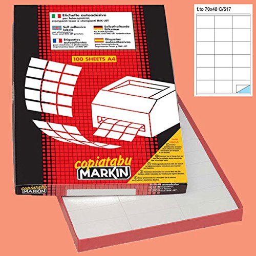 Etichetta adesiva C517 - permanente - 70x48 mm - 18 etichette per foglio - bianco - Markin - scatola 100 fogli A4