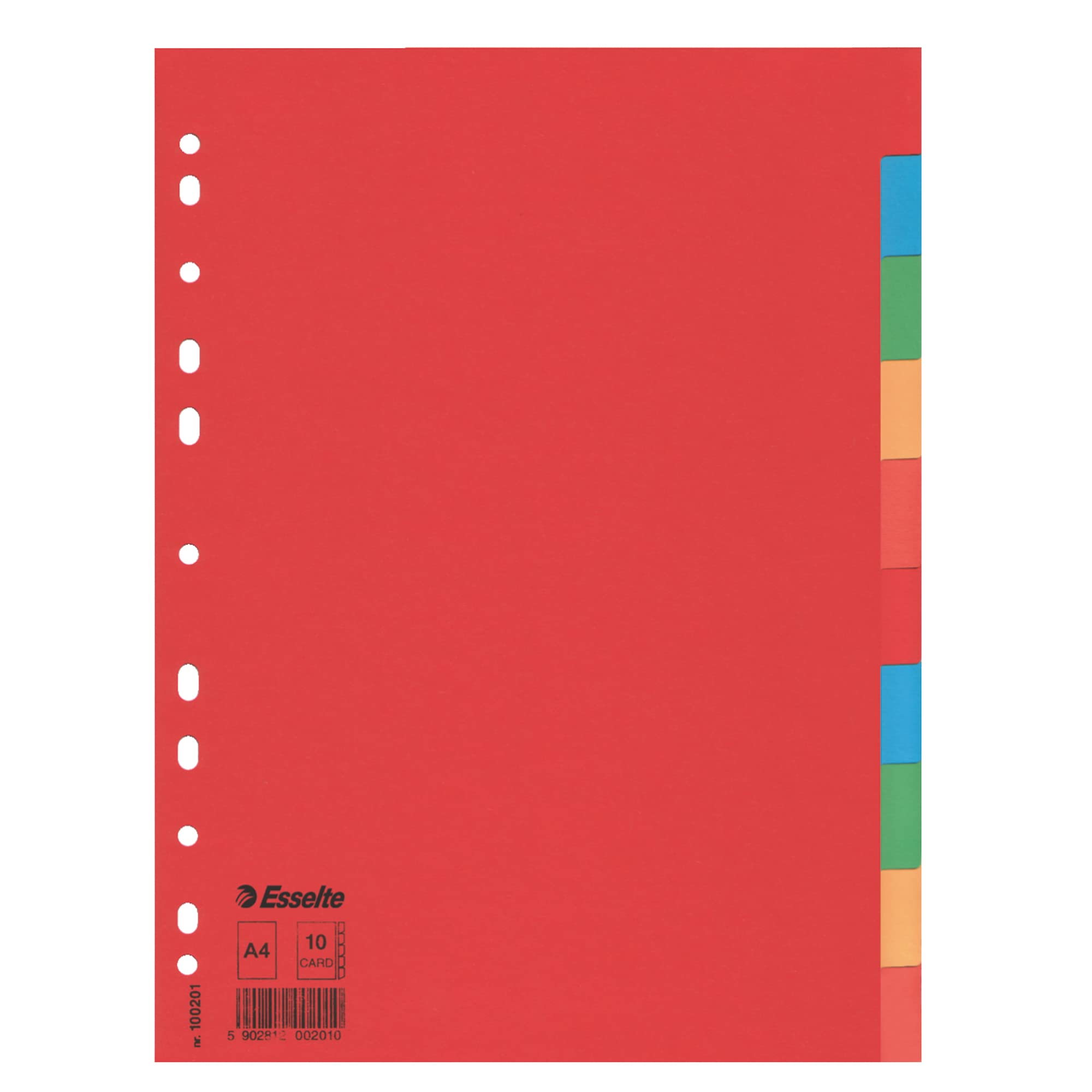 Separatore Economy da 10 tasti, realizzato in cartoncino colorato di 160 gr, formato A4 e con multicolore. Marca: ESSELTE. 5902812002010 | initpc.it