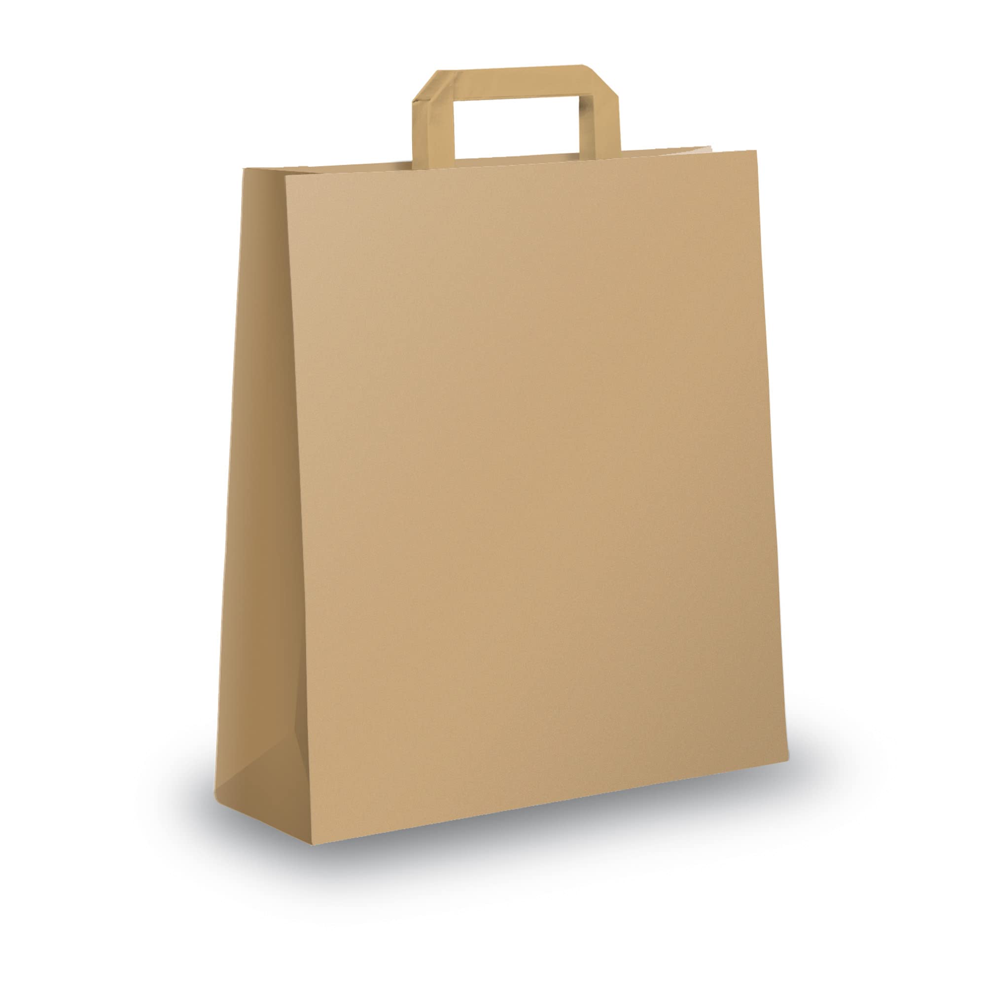 Shopper in carta - maniglie piattina - 18 x 8 x 25cm - avana - conf. 25 sacchetti