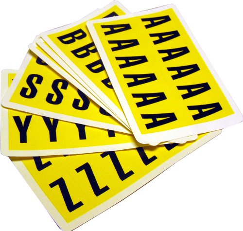 Lettere adesive da A a Z - 38 x 21 mm - 12 et/fg - 26 fogli - nero/giallo - Beaverswood - conf. 312 etichette
