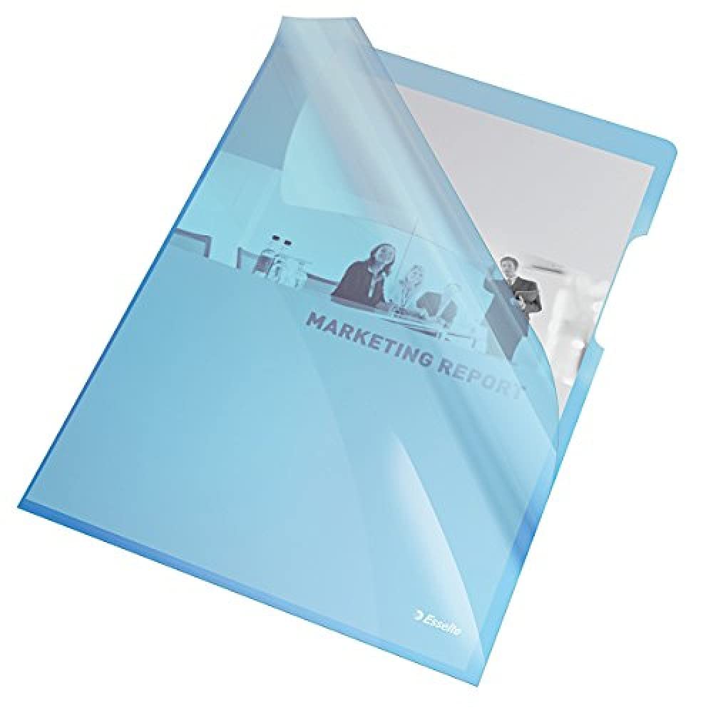 Cartelline a L - PVC - liscio - 21x29,7 cm - blu cristallo - Esselte - conf. 25 pezzi