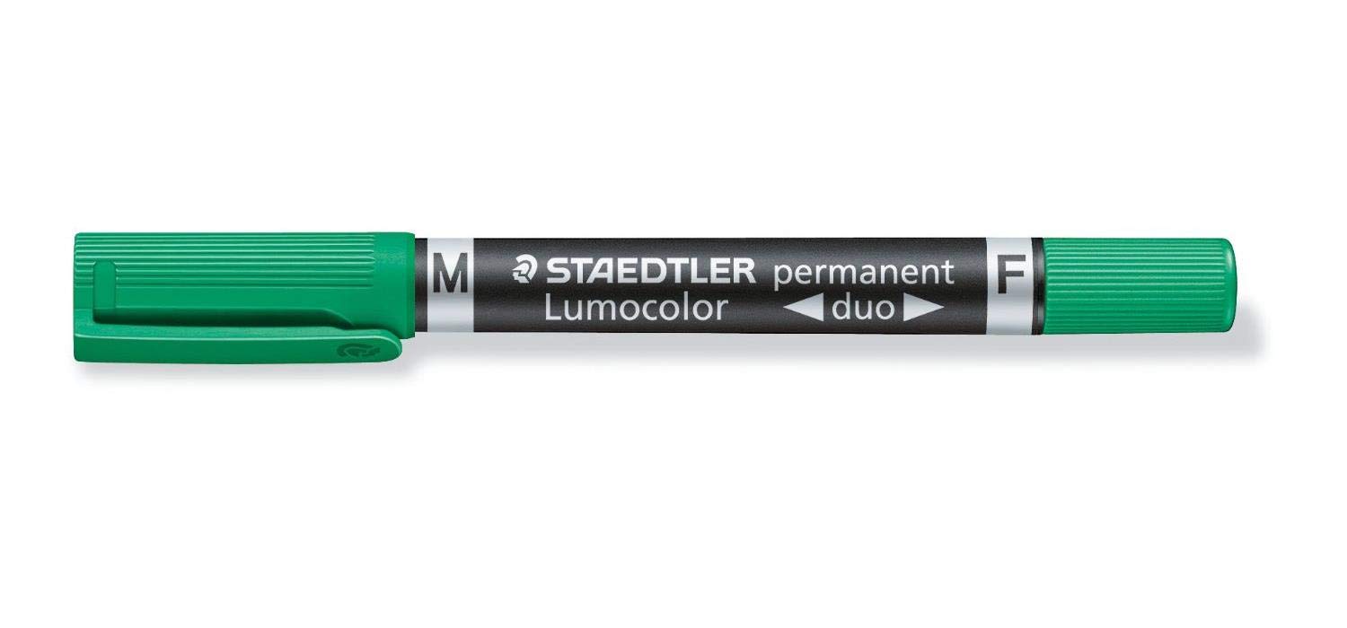 Pennarello Lumocolor Permanent Duo 348 punta feltro - punta 0,6mm e 1,5mm - verde - Staedtler