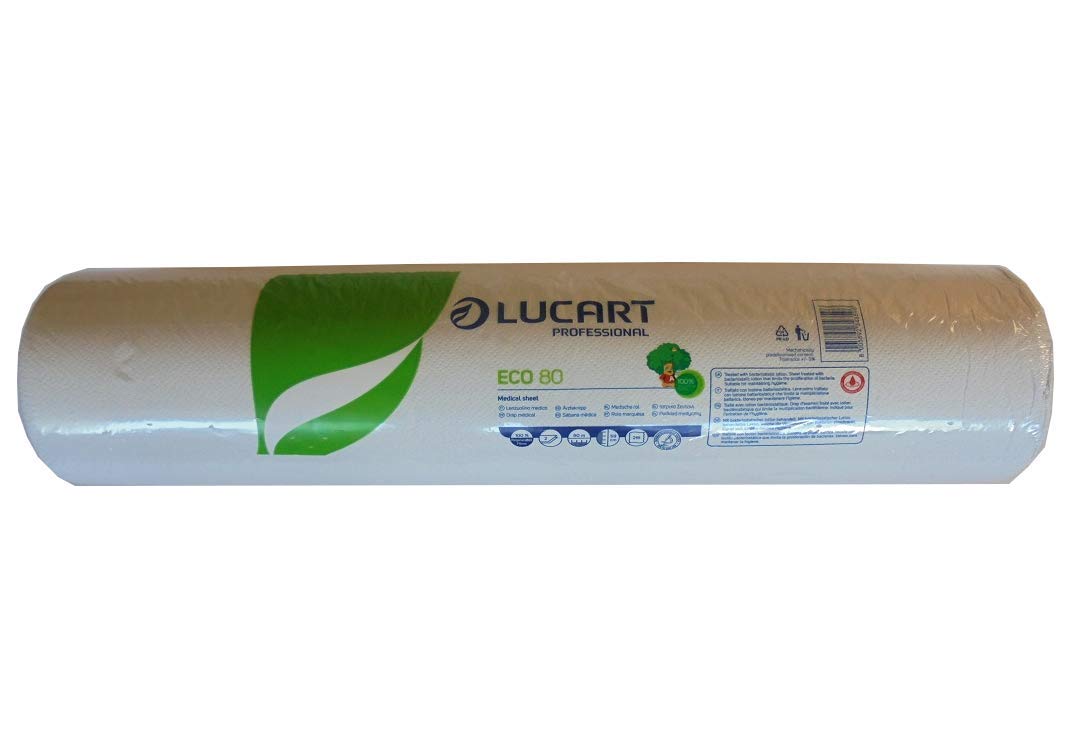 Lenzuolino medico Eco 80 - diametro 14 cm - 59 cm x 80 mt - bianco - Lucart