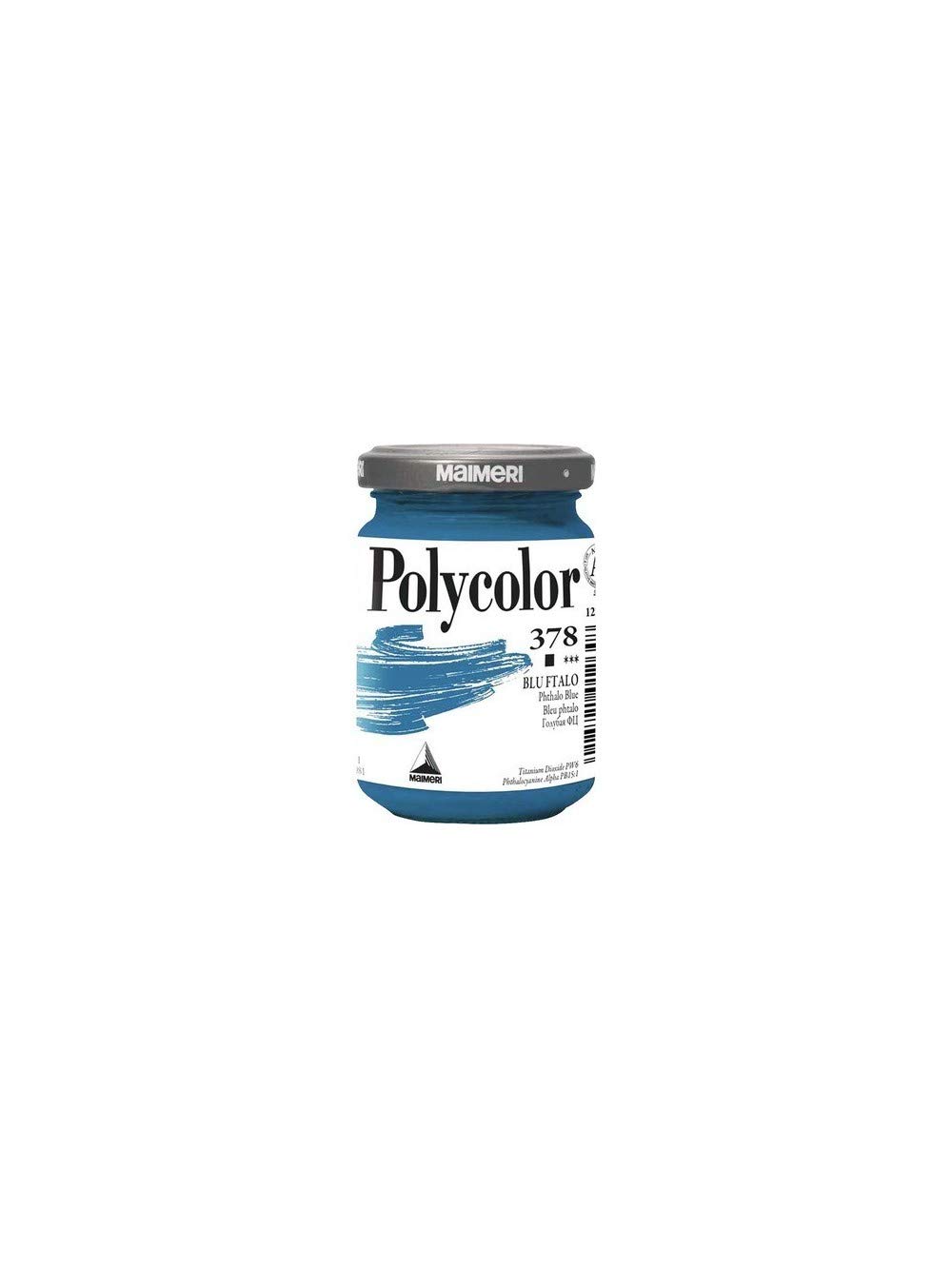 Colore vinilico Polycolor da 140 ml in colore blu ftalo della marca Maimeri, utilizzato per le opere artistiche e la decorazione. 8018721012648 | initpc.it