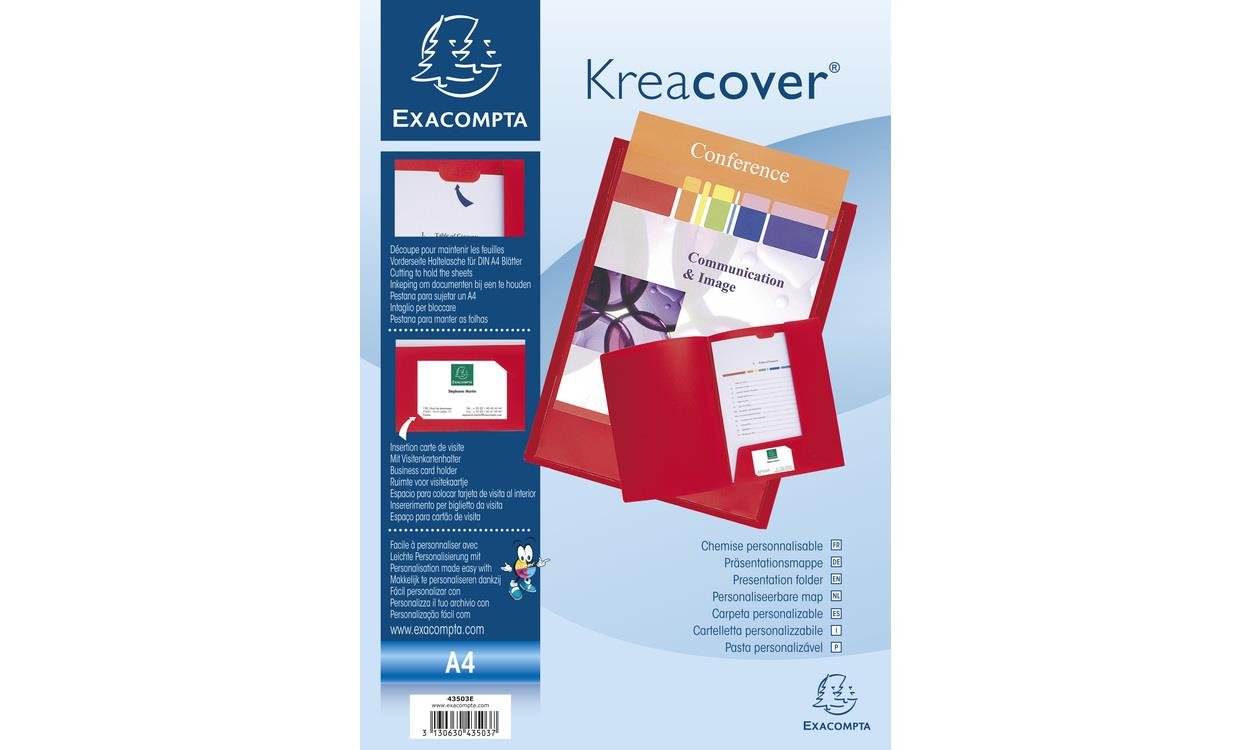 Cartella di presentazione Kreacover - in PP - 2 alette - rosso - A4 - Exacompta