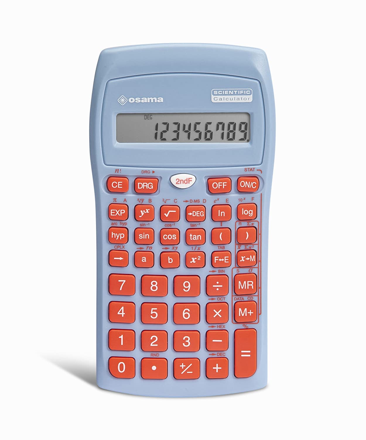 Calcolatrice scientifica BeColor - 10+2 cifre - azzurro cielo - tasti rossi - Osama