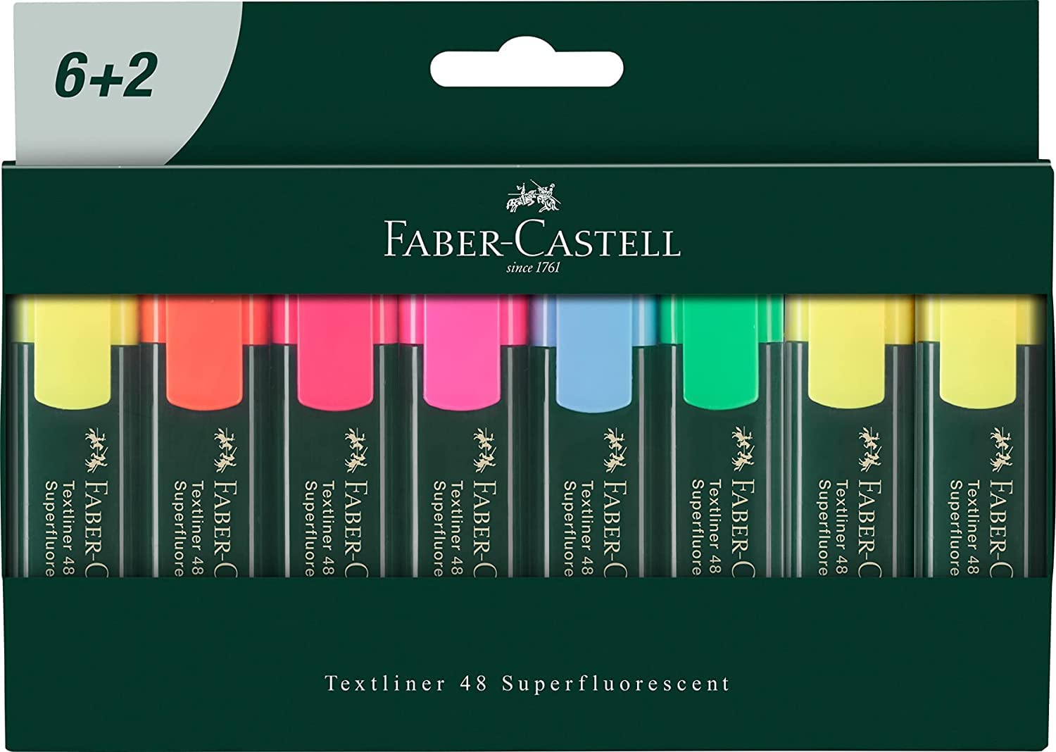 Evidenziatore Textliner 48 - punta a scalpello -  tratto 1,0-3,0-5,0mm - astuccio 8 colori - Faber Castell
