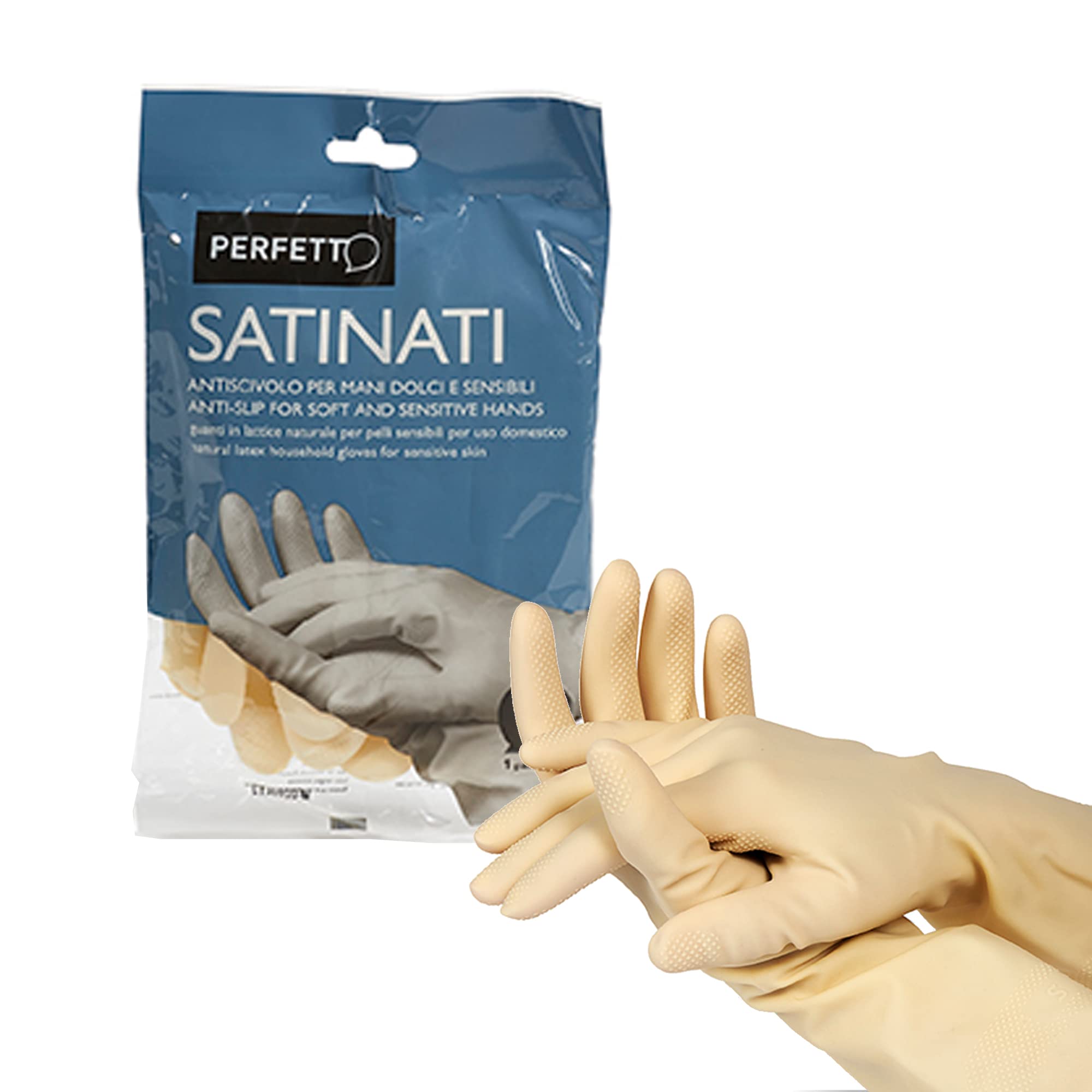 Guanti di lattice naturale satinati taglia m bianchi antiscivolo 8000957040021