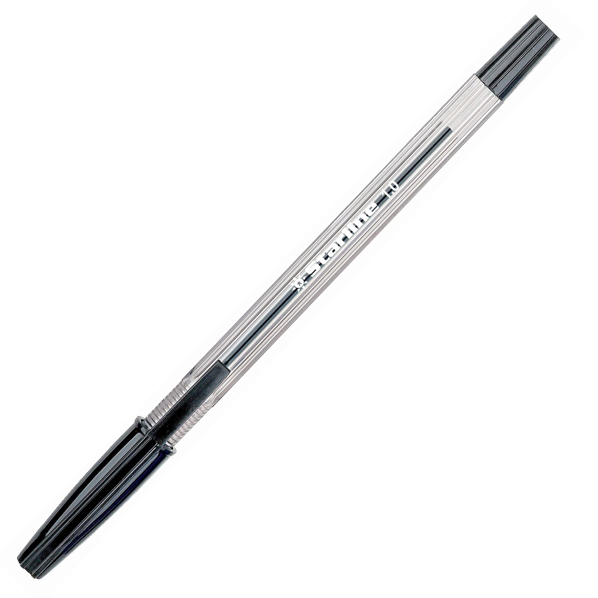 Penna a sfera con cappuccio di colore nero, marca STARLINE, punta di dimensione media 1,0mm, confezione da 50 pezzi. 8025133030658 | initpc.it