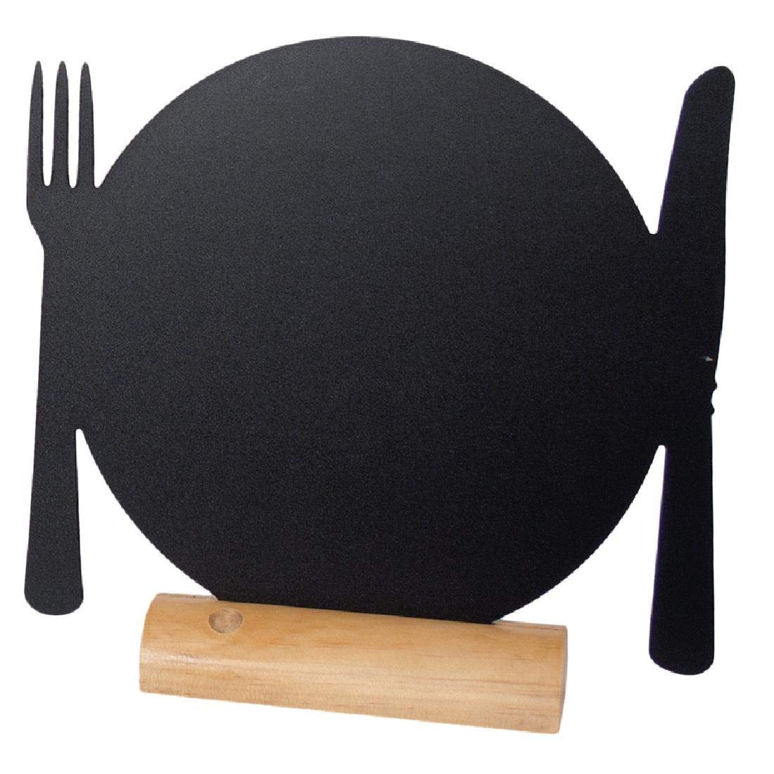 Mini lavagna segnaposto Silhouette - 13,5x9,3 cm - forma piatto - nero - Securit - set 3 pezzi