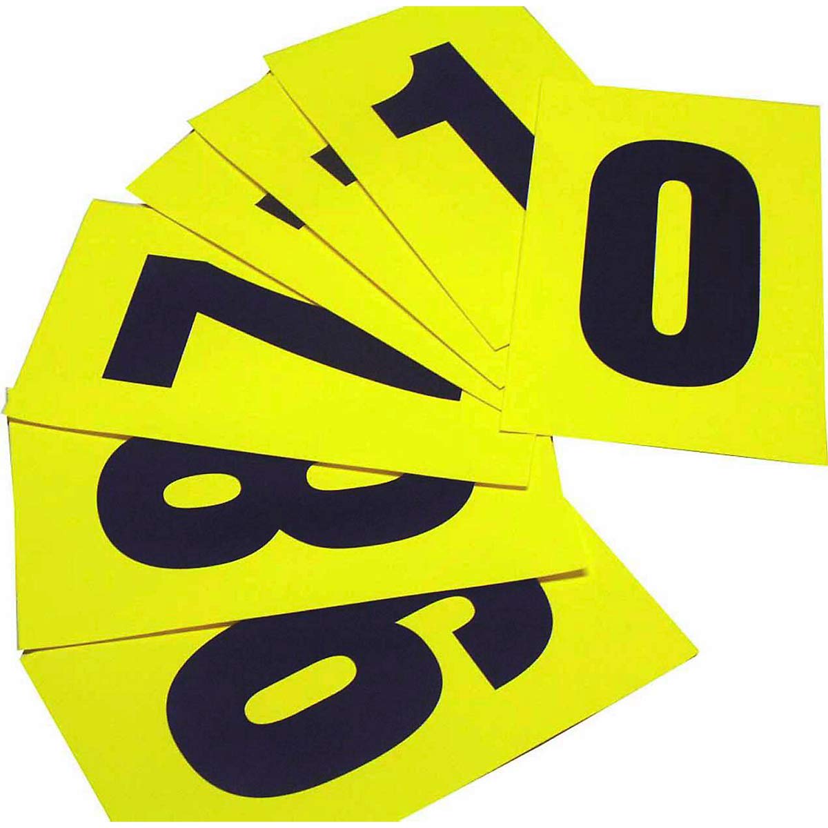 Numeri adesivi da 0 a 9 - 230 x 140 mm - 1 et/fg - 10 fogli - nero/giallo - Beaverswood - conf. 10 etichette