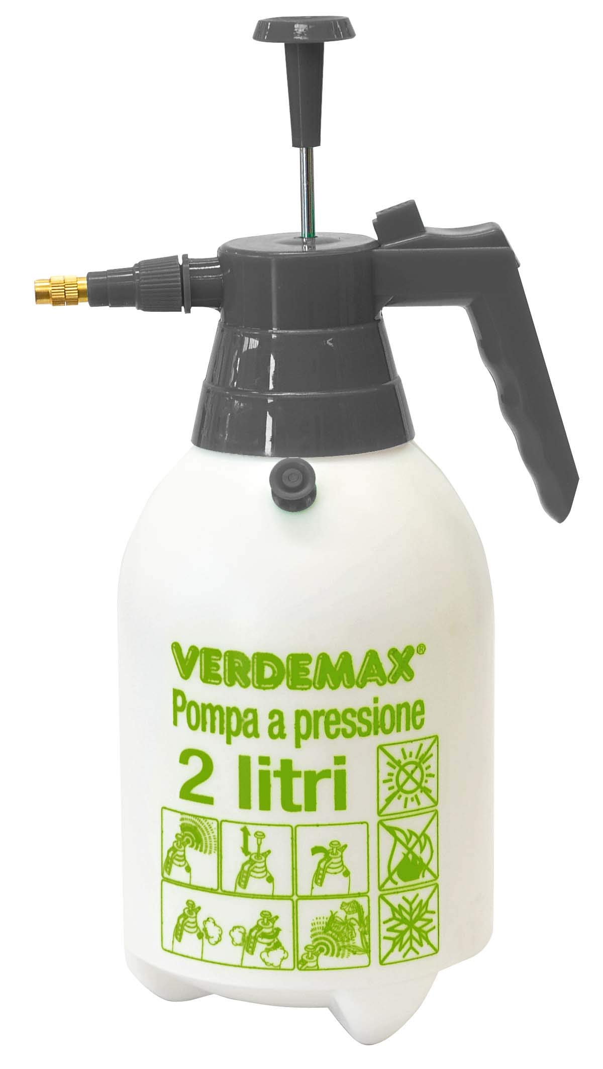 Pompa a pressione manuale Verdemax da 2 litri, dispositivo per l'irrigazione e la pulizia degli spazi esterni. 8015358059671 | initpc.it