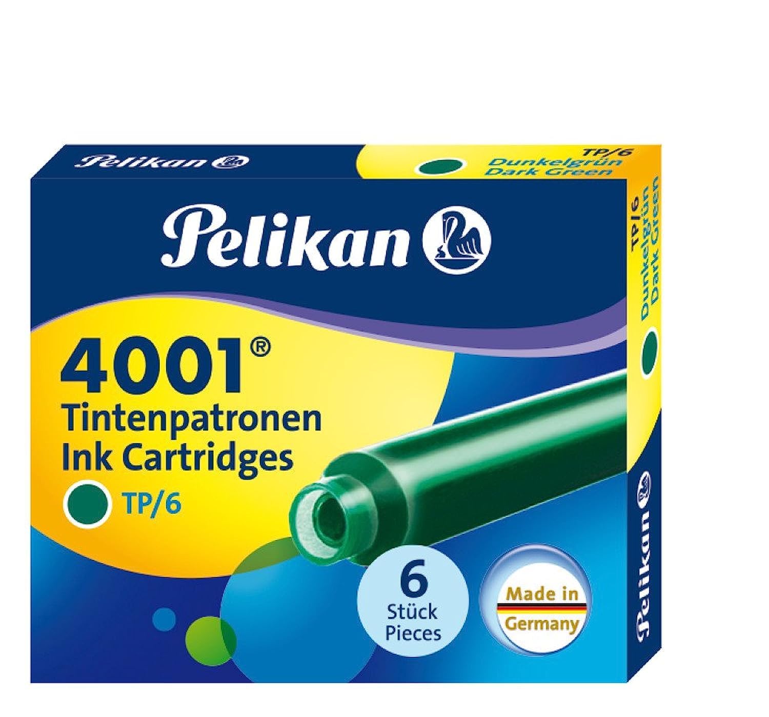 Cartucce inchiostro 4001 (TP/6)  - lunghezza 39mm - verde scuro - Pelikan  - conf. 6 pezzi