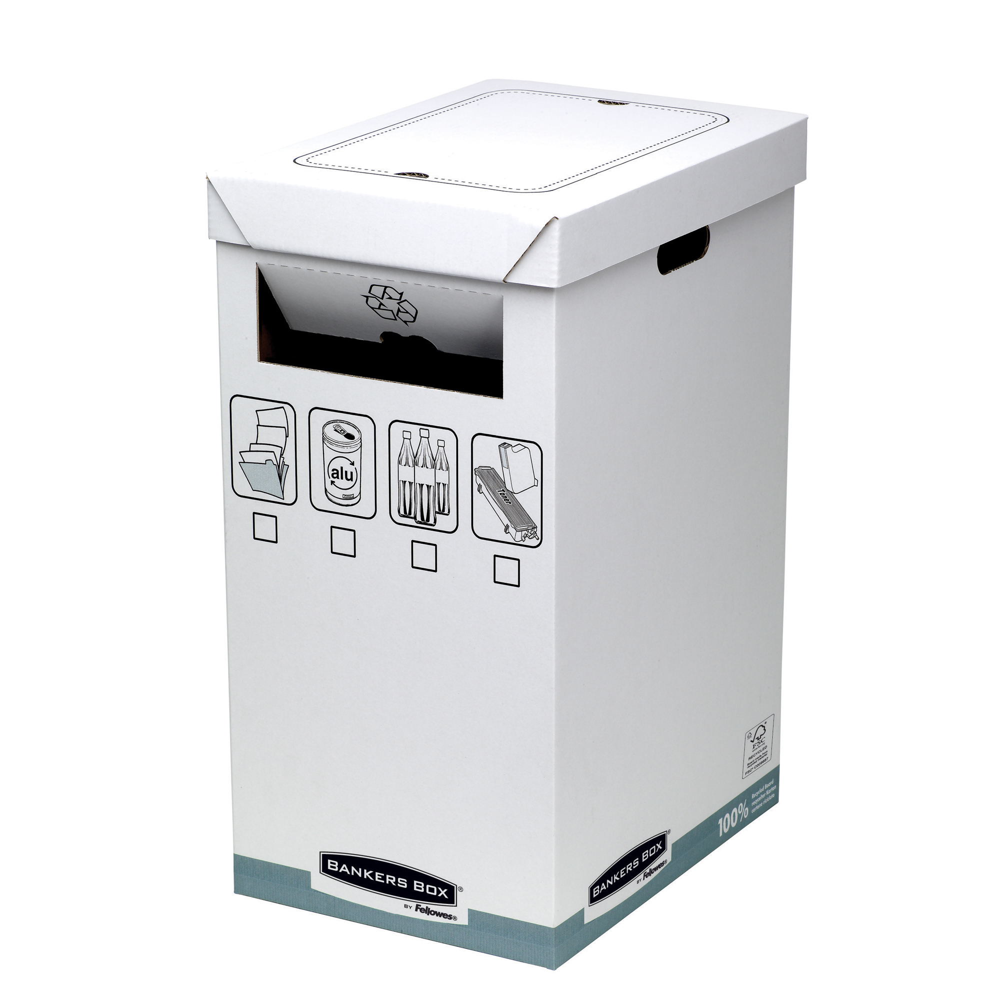Cestino per riciclo Bankers Box System - capacitA' 90 litri - 30x50 cm - dorso 60 cm -  Fellowes