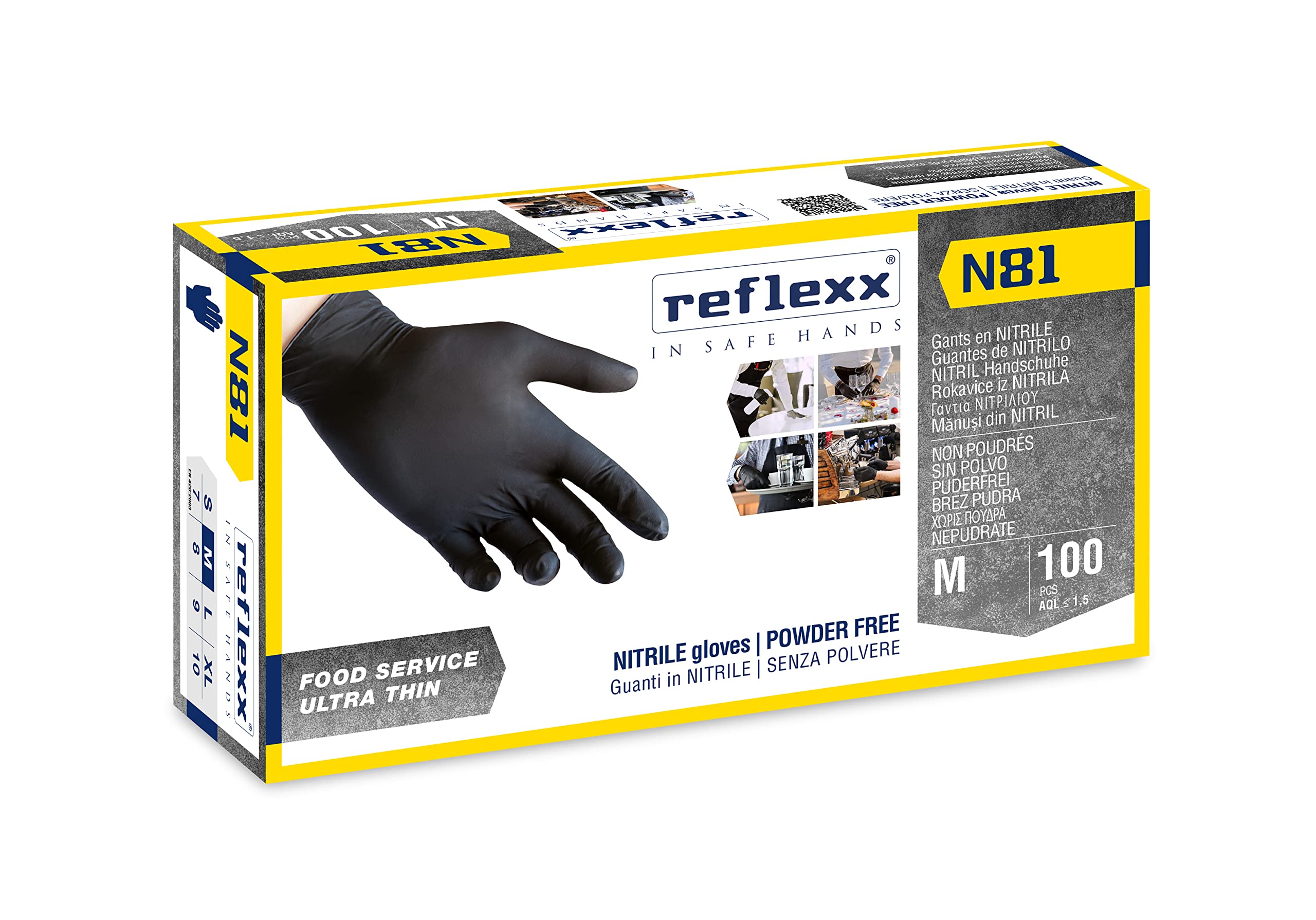 Guanti in nitrile N81 - tg XL - nero - Reflexx - conf. 100 pezzi