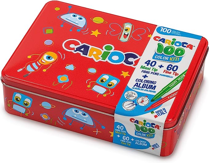 Carioca color kit in scatola di metallo pennarelli+album pz.100