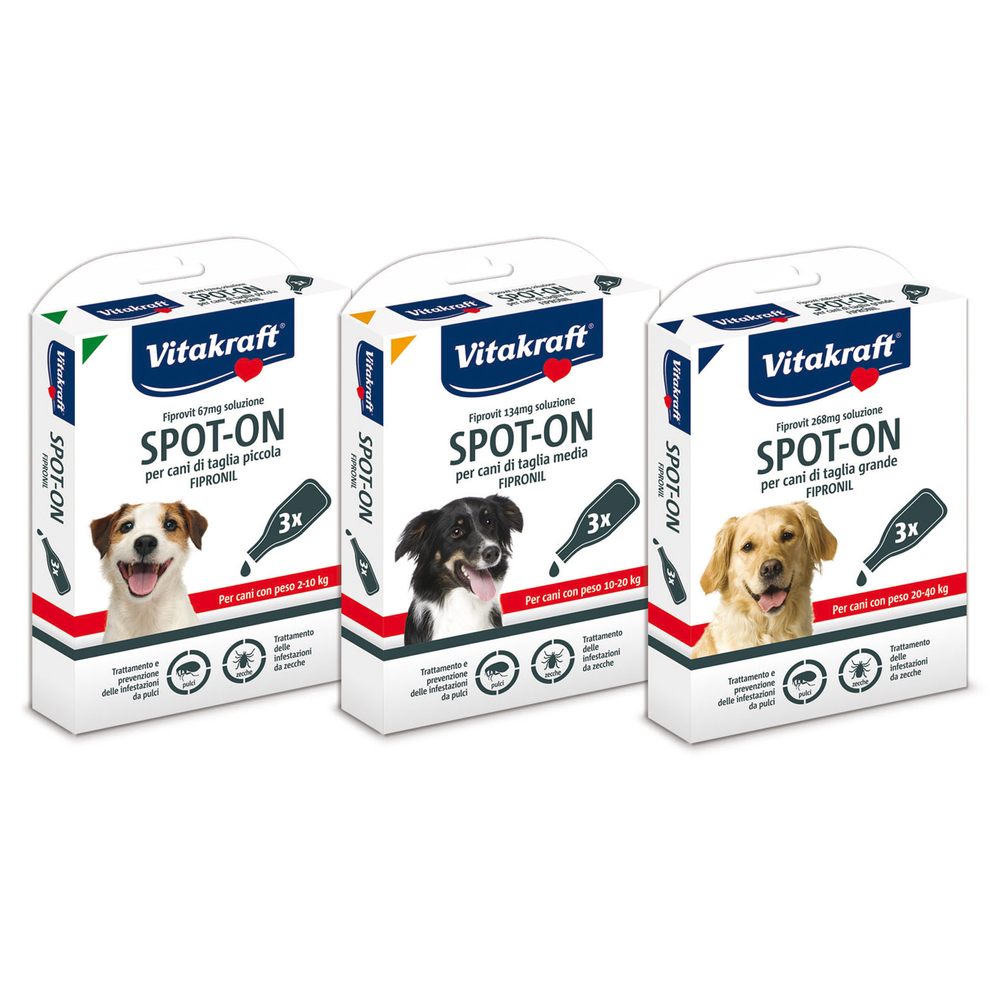 Soluzione per infestazioni pulci e zecche Spot On - per cani da 20 a 40 kg - Vitakraft