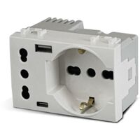 Slot passaspina 80mm presa shuko bianco con usb bridge artexport eanartex23530