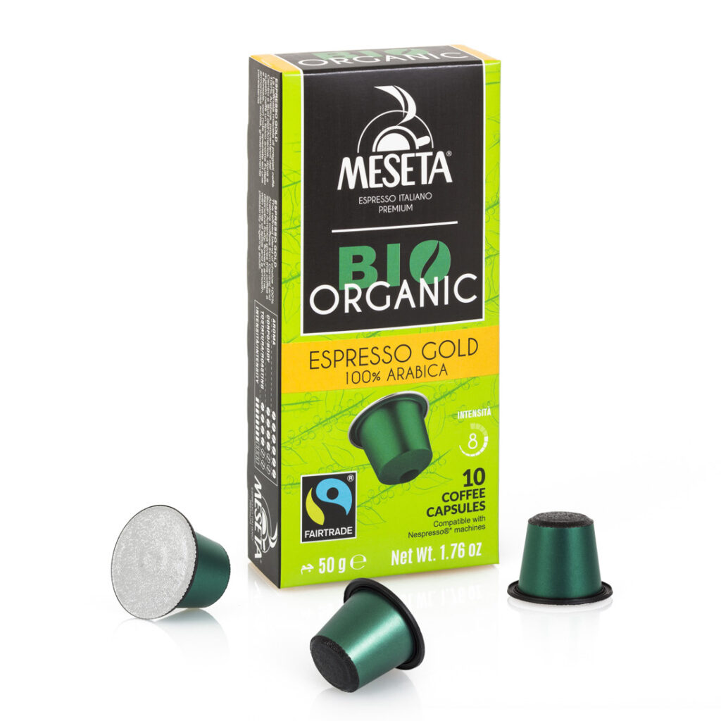 Capsule caffe' Meseta comp.nespresso 100% arabica bio organic gold